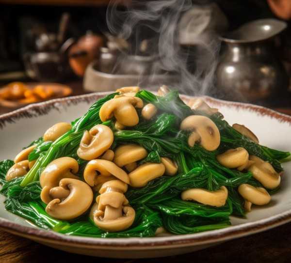 家常美味瞬间，香菇油菜的视觉盛宴,香菇油菜的美味邂逅，探寻家常菜的经典图片魅力,口感,第1张
