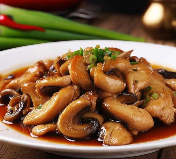 香菇滑鸡——视觉味蕾的双重享受,香菇滑鸡，美食佳肴，视觉与味蕾的双重盛宴,口感,第1张