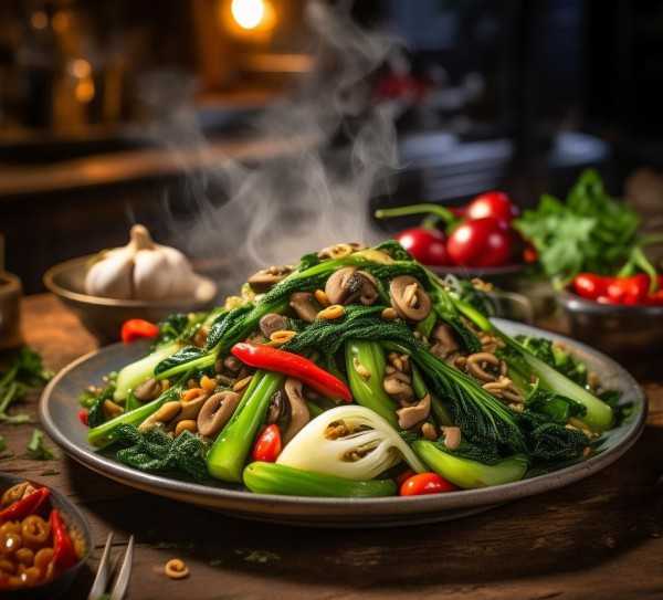 香菇油菜，家常色彩盛宴，美味一锅煮,香菇炒油菜，家常美味，色彩斑斓的视觉盛宴,口感,健康,家常美味,第1张
