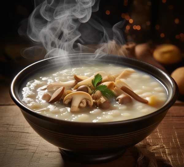 暖胃香浓，香菇粥的温馨滋味画卷,香菇粥的诱人魅力，一碗暖胃的美食，一张温馨的图片故事,口感,香菇,第1张