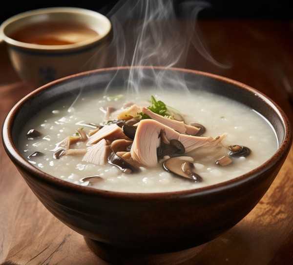 香菇鸡丝粥，暖胃养生，视觉味觉双重享受,香菇鸡丝粥，暖胃养生，视觉与味觉的双重盛宴,口感,香菇,第1张